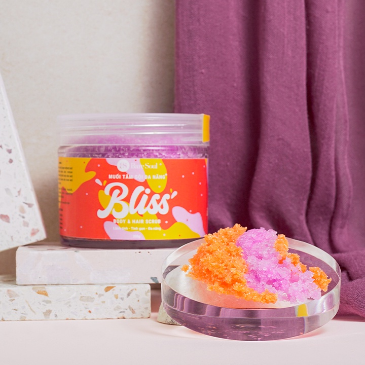 Combo Muối tắm BareSoul BLISS Body &amp; Hair Scrub 300g + Xà phòng Herbal Scrub &amp; Soap 100g + Sweet Talker Lip Scrub 20g