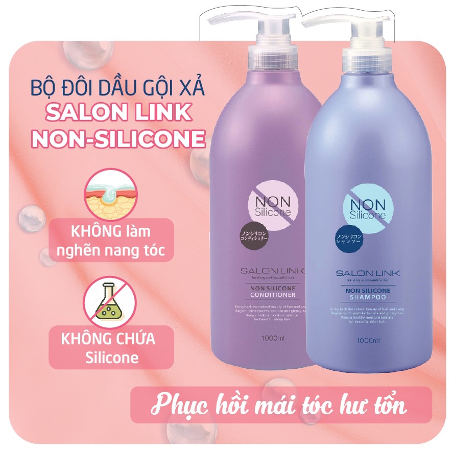 Bộ dầu gội xả Salon Link không chứa Silicon, dầu gội phục hồi tóc hư tổn (1000ml)