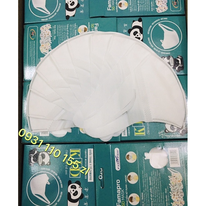 ✅ Hộp 10 cái khẩu trang trẻ em 5D mask 3D mask Nhật màu trắng chính hãng Famapro Nam Anh
