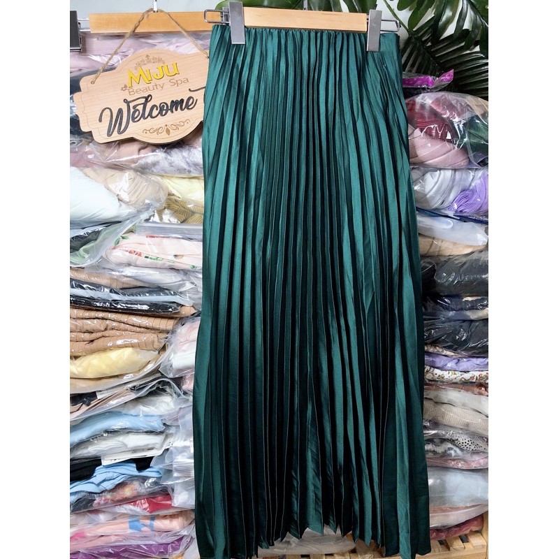 (sẳn) chân váy màu xanh rêu đậm (pleated skirt) | BigBuy360 - bigbuy360.vn