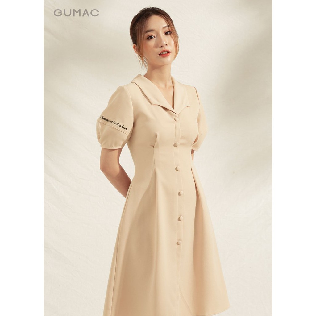 Đầm tay phồng cổ lật DA1143 GUMAC