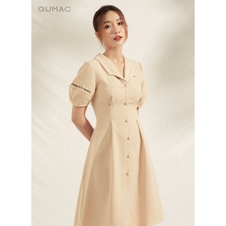 Đầm tay phồng cổ lật da1143 gumac