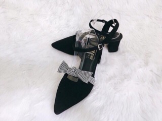 Giày SANDAL bít mũi phối nơ gót 5 phân