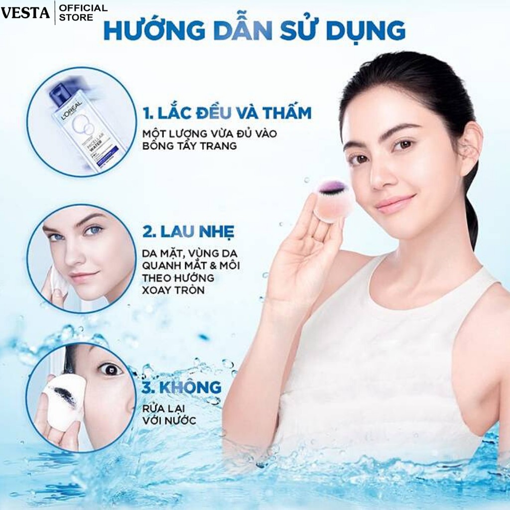 Nước tẩy trang loreal - tẩy trang L'oreal Micellar Water 400ml skincare dưỡng da