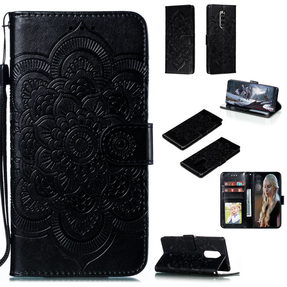 MANDALA SONY Bao Da Pu Họa Tiết Hoa Mạn Đà La 3d Thời Trang Cho Sony Xperia 1 J8110 J8170 J9110 J915