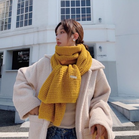 Khăn Len Dệt Kim Phong Cách Ulzzang Hàn Quốc Bản To (Ảnh Thật)