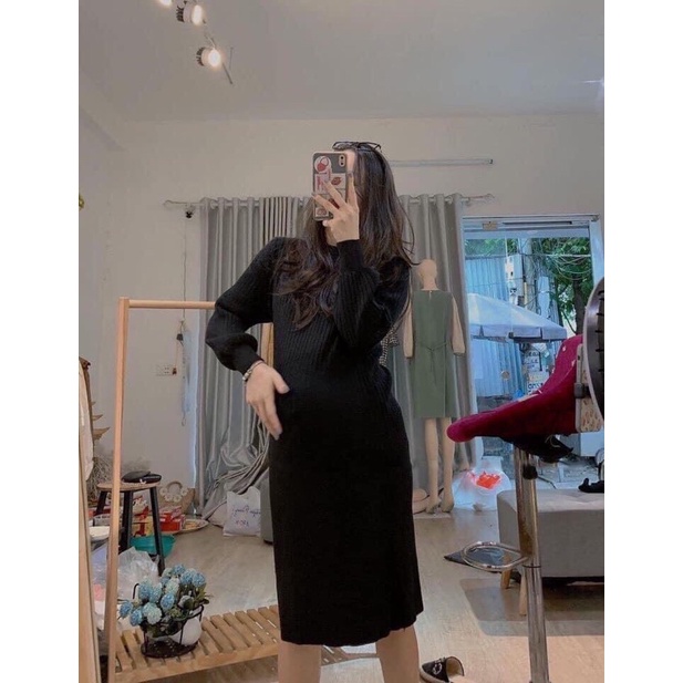 Váy Len Cổ 3 Phân Bầu Bí Mặc Đẹp | BigBuy360 - bigbuy360.vn