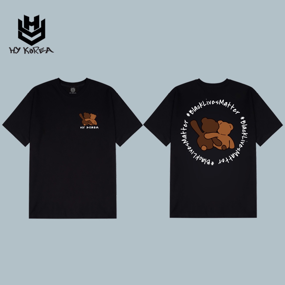 Áo Thun Tay Lỡ Couple Đôi Nhóm Lớp HY Korea Form Rộng Cotton 100 In Hình Gấu Khoác Vai 557.