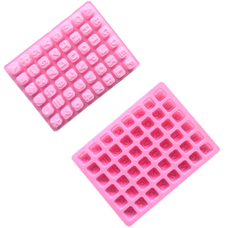 SG - Khuôn silicon chữ cái và con số ký tự làm socola rau câu fondant 48 viên vuông 3d nổi
