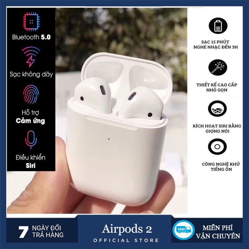 [Airpods 2] Tai Nghe Blutooth Airpod 2 Cao cấp Full Chức Năng Định Vị, Đổi Tên,Check Imei Bảo Hành 12 Tháng