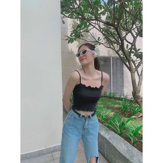 [Ảnh Thật] Áo hai dây cuốn biên form lửng