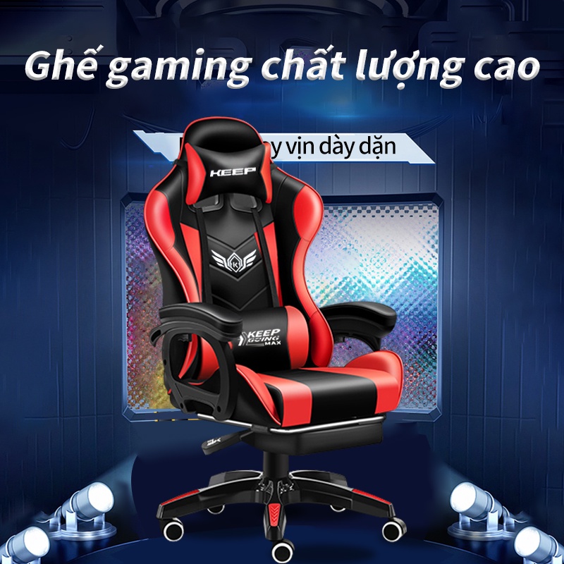 Ghế gaming có đèn Led kèm tính năng massage Dễ dàng nâng hạ tựa lưng Êm ái làm việc ở nhà thoải mái hơn
