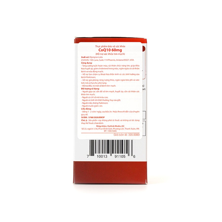 Viên Uống Olympian Labs CoQ10 60mg Hỗ Trợ Sức Khỏe Tim Mạch - Hộp 30 Viên