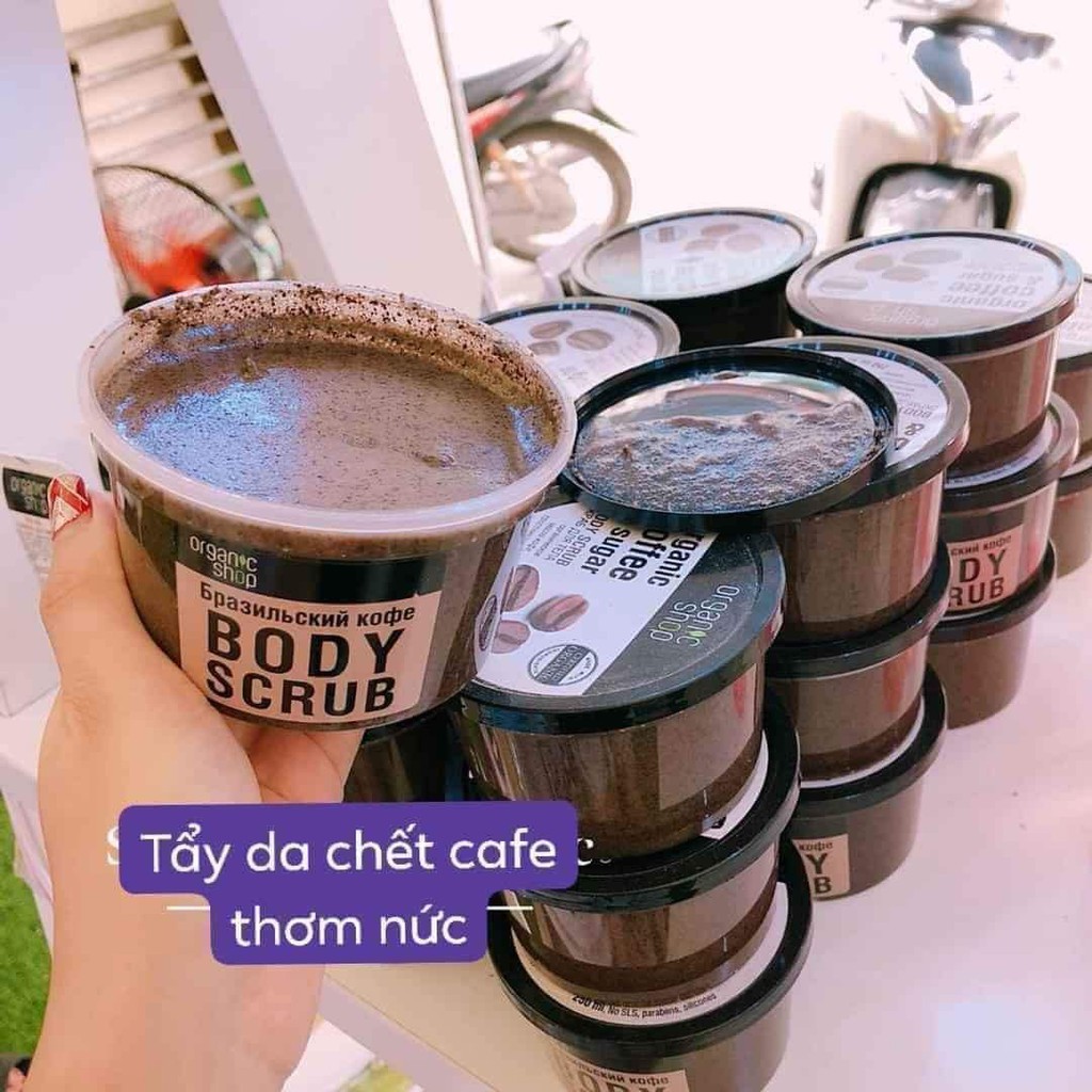 Tẩy da chết toàn thân tẩy tế bào chết body scrub Organic Coffee Shop Body Scrub 250g của Nga TING STORE