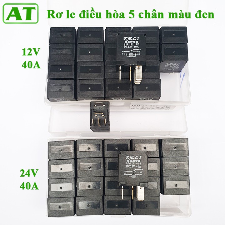 Hộp 20 Rơ Le Điều Hòa Ô Tô 5 Chân 12V hoặc 24V 40A Màu Đen