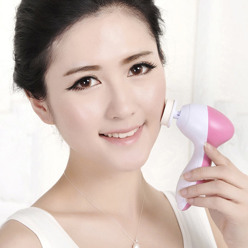 Máy rửa mặt massage 5 trong 1 beauty care cầm tay, Vệ sinh và chăm sóc da giúp da sạch mụn và trắng sáng, chăm sóc da