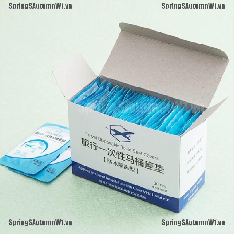 Hộp 50 Thảm Lót Bồn Cầu Bằng Nhựa PE An Toàn Tiện Dụng