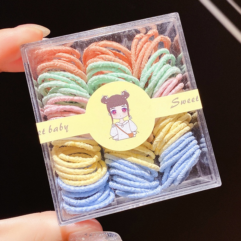 PVN40272 Hộp 100 dây thun cột tóc nhiều màu sắc cho bé Giá Rẻ