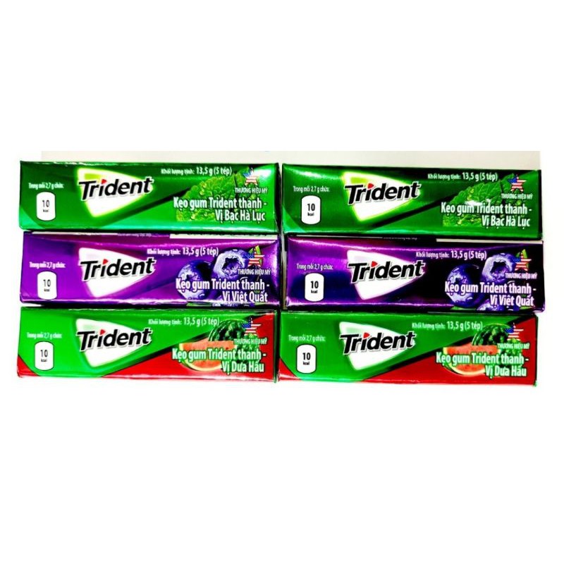 Kẹo Gum/kẹo cao su Trident thỏi 13,5g. hàng nhập khẩu Mỹ. đầy đủ tem phụ