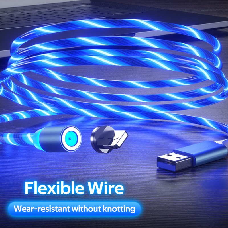 Cáp sạc nhanh TBTIC có đèn led nhiều màu sắc thích hợp cho iPhone Samsung Note10 Plus 9 8