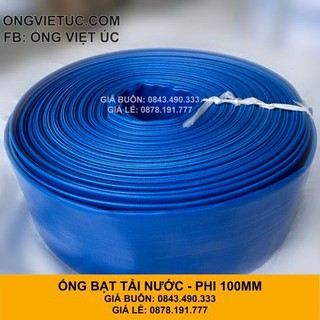 Ống bạt bơm tải nước việt úc phi 100mm - cuộn 20m - bạt cốt dù - bạt xanh - hàng chính hãng aht