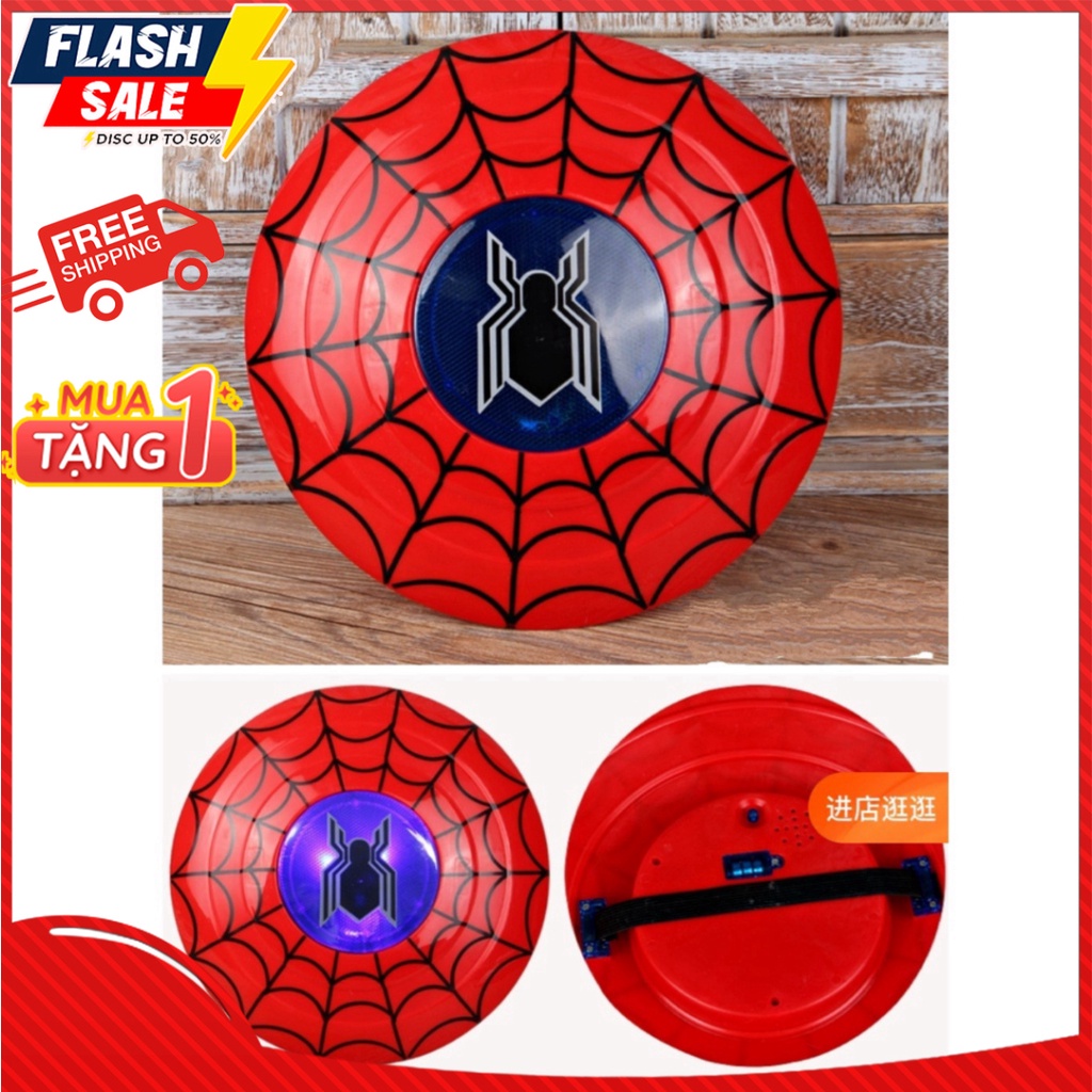 (MUA 1 TẶNG 1 - THANH LÝ ) (CÓ SẴN) Bộ Khiên Và Mặt Nạ Người Nhện Spider Man Có Nhạc Và Đèn vô cùng thú vị Cho Bé