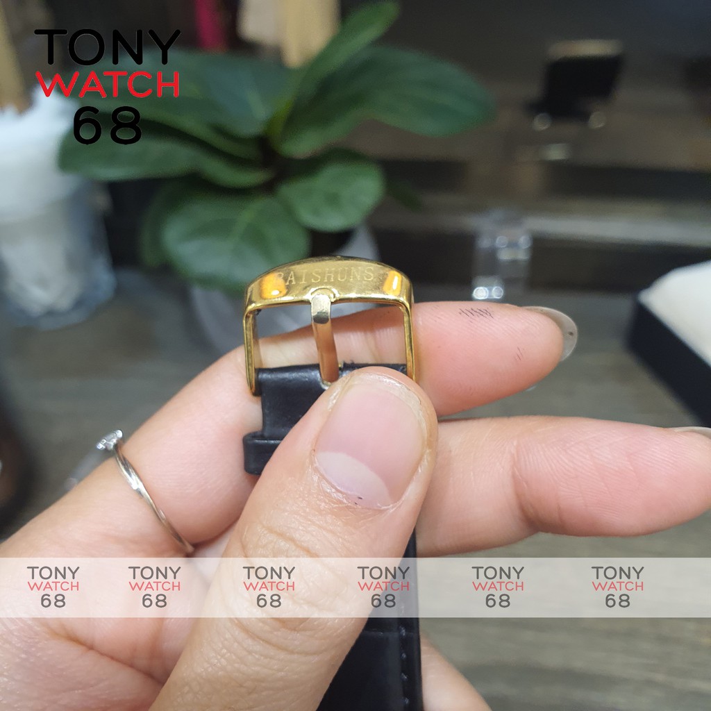 Đồng hồ cơ nam lộ máy giá rẻ dây da chính hãng Baishuns chống nước Tony Watch