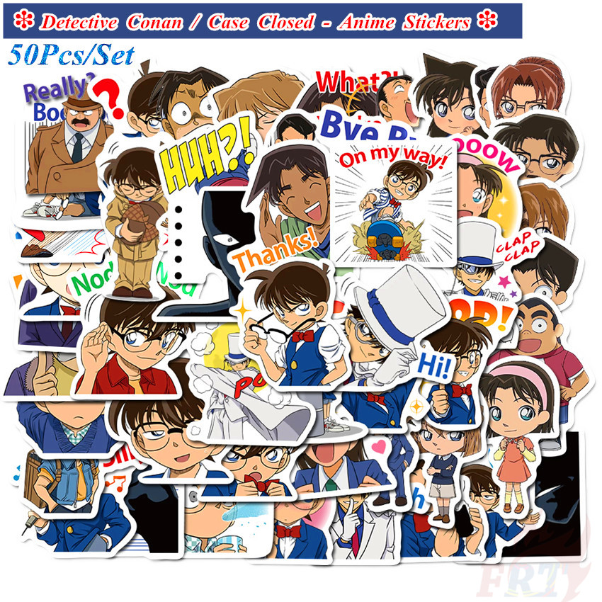 Set 50 miếng dán chống nước in hình Conan Kudou Shinichi Mouri Ran Haibara Ai