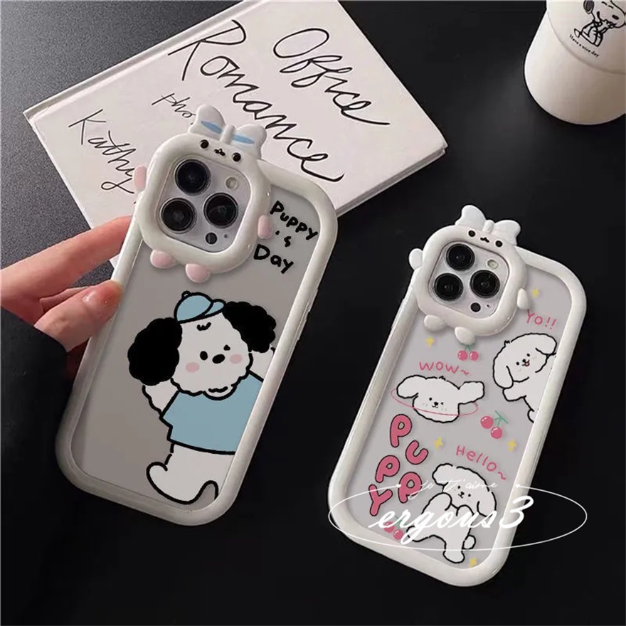 Ốp điện thoại Korea Line Puppy dễ thương cho Vivo Y12s Y12A Y20 Y20S Y20i Y21 Y21s Y33s Y02s Y16 Y19 Y15A Y15S Y1s Y91C Y91i Y35 T1X Y17 Y15 Y12 Y22 Y22S Y02 V23e V25 V23 V20Pro Y33T Y50 Y30i S1 Y20G Y30G