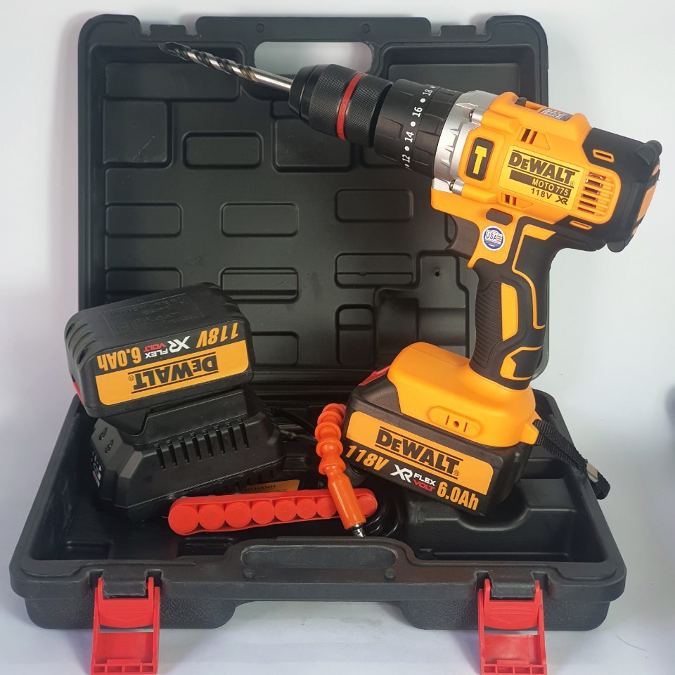 Máy Khoan Pin DEWAT Đầu Kẹp 13Ly Có Chế Độ Búa 3 Chức Năng, Khoan Bắn Vít Siết Ốc Pin 10cell