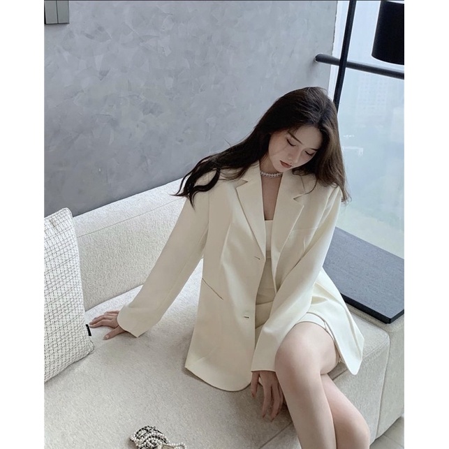 Áo vest blazer trắng sữa