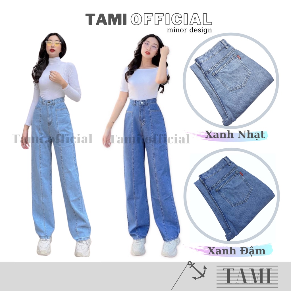Quần Jeans NỮ ỐNG SUÔNG Túi Kểu May Chỉ Nổi Đáy Cao Siêu HÁCH DÁNG [ Tami Official ]