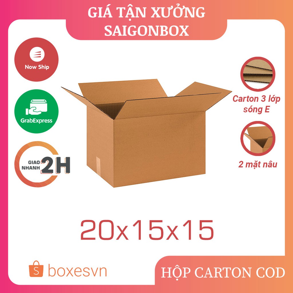 Combo 20 thùng hộp carton size 20x15x15 cm để đóng gói hàng hóa