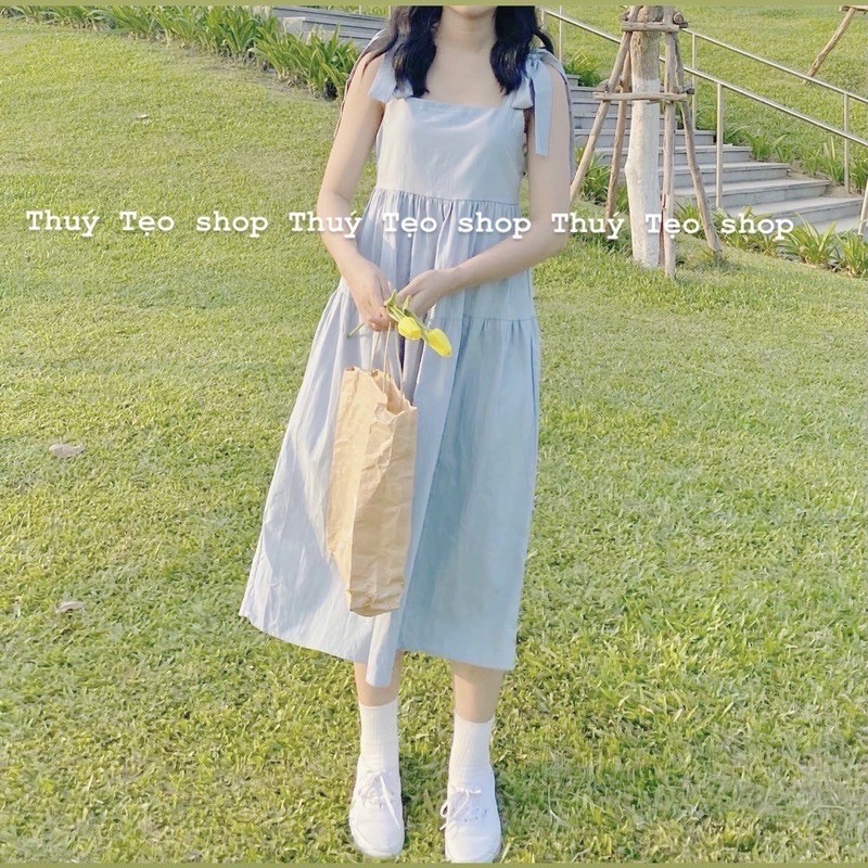 Váy hai dây thô đũi quai bản to điều chỉnh dây - ( sẵn/ảnh thật)