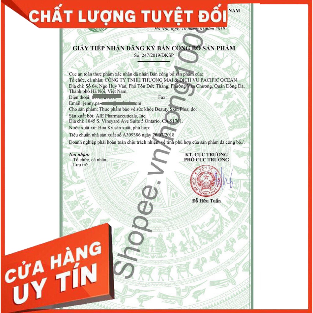 HÀNG KHỦNG GIÁ RẺ Viên Uống Beauty Skin Plus 60 Viên của Mỹ - Hỗ Trợ Trắng Da, giảm nám $$