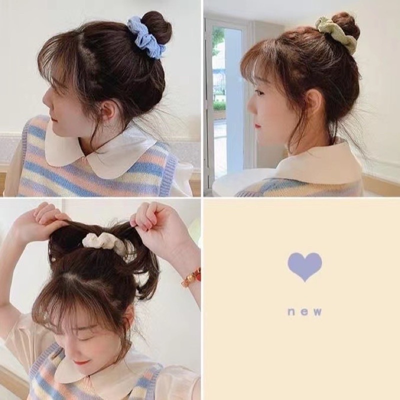Scrunchies nữ vải xốp nhẹ nhiều màu