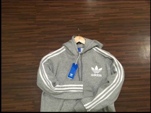 Áo Hoodie Adidas 3 Sọc (trắng / Xanh Navy)