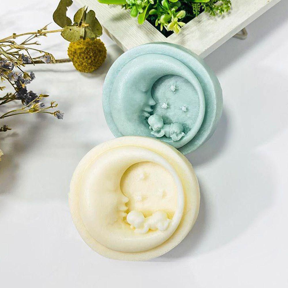 KUNHEV Khuôn Silicone Tạo Hình Làm Xà Phòng Hình Tròn / Mặt Trăng 3D Đa Năng DIY