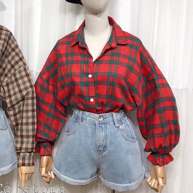 Sơmi kẻ oversize