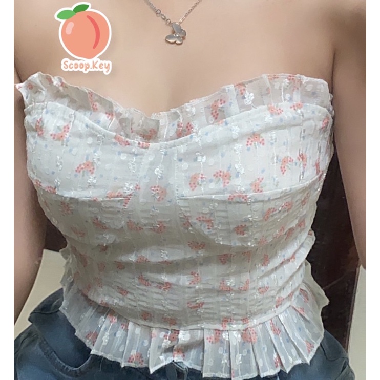 Áo Form Corset Croptop Cúp Ngực Hoa Văn Nhí Xinh Xắn | BigBuy360 - bigbuy360.vn