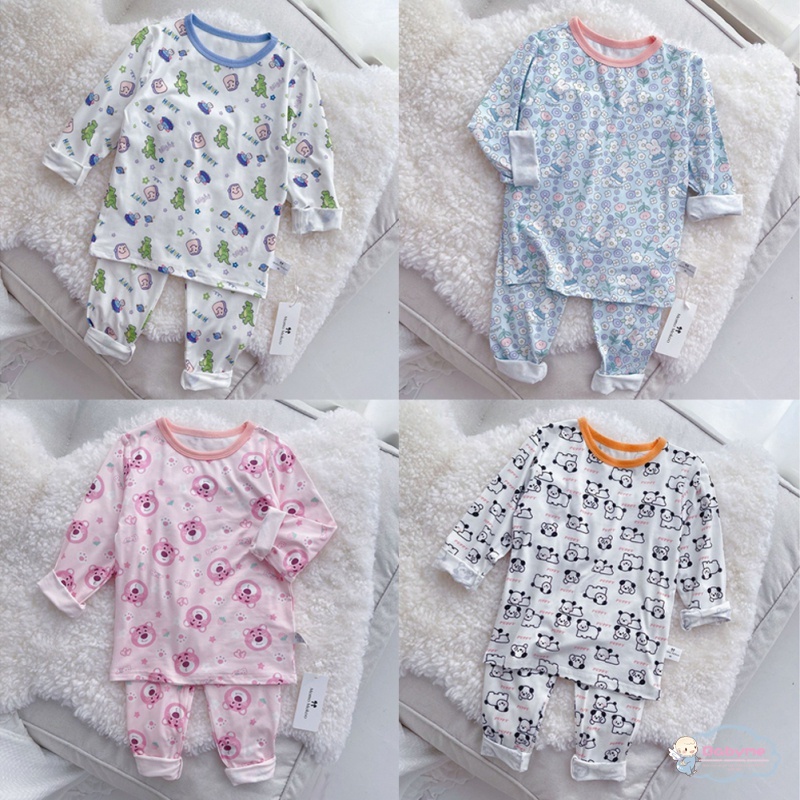 Bộ Đồ Ngủ Chất Liệu Cotton Thoáng Khí Thời Trang Xuân Thu Cho Bé