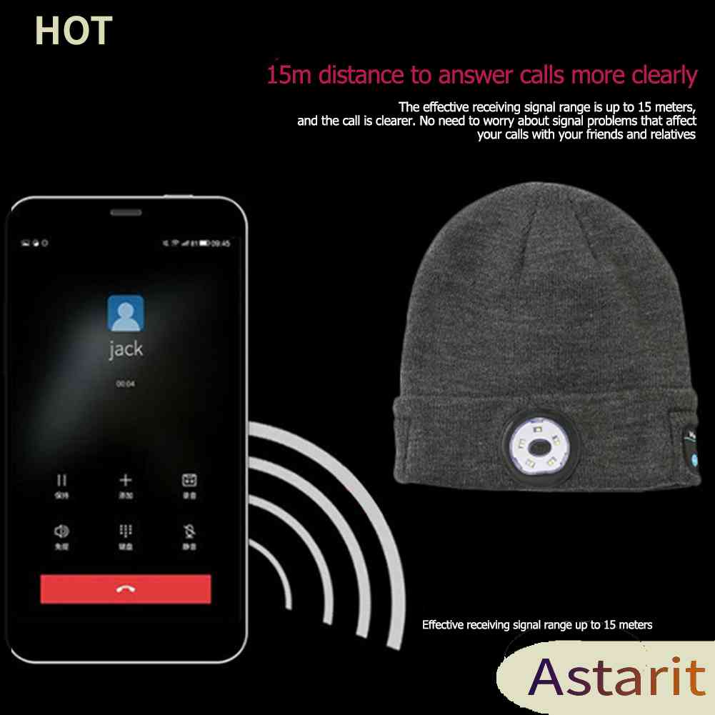 Mũ Len Beanie Phát Nhạc Bluetooth Không Dây Có Đèn LED Thông Minh