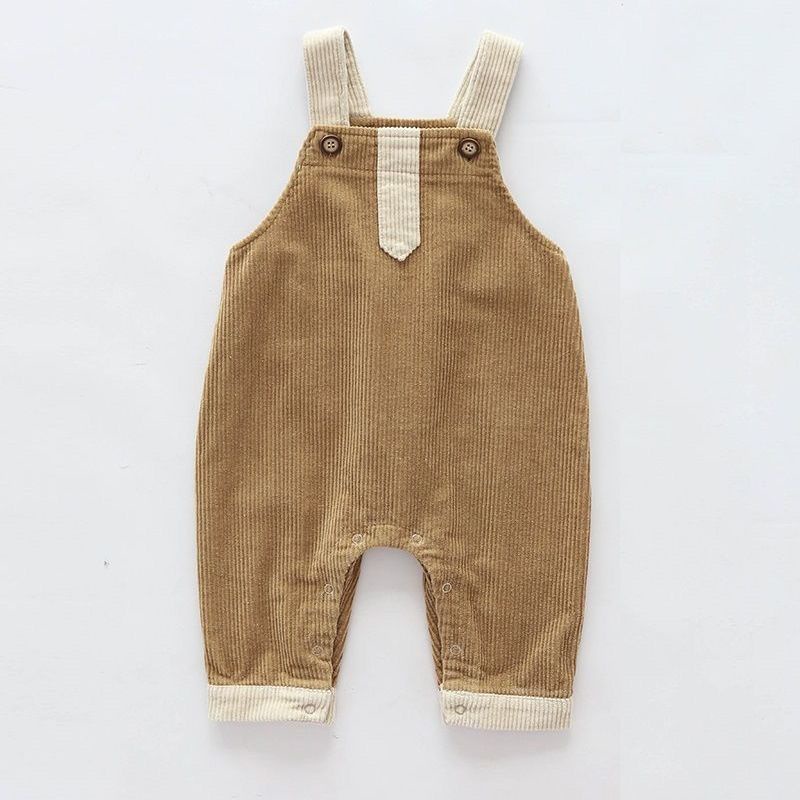 Quần Yếm Dài Vải Nhung Phối Nút Thời Trang Xuân Thu Cho Bé