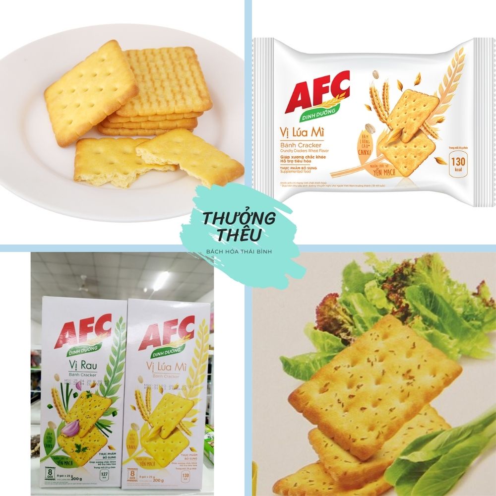 Bánh quy cracker AFC lúa mì và vị rau hộp 8 góix25g