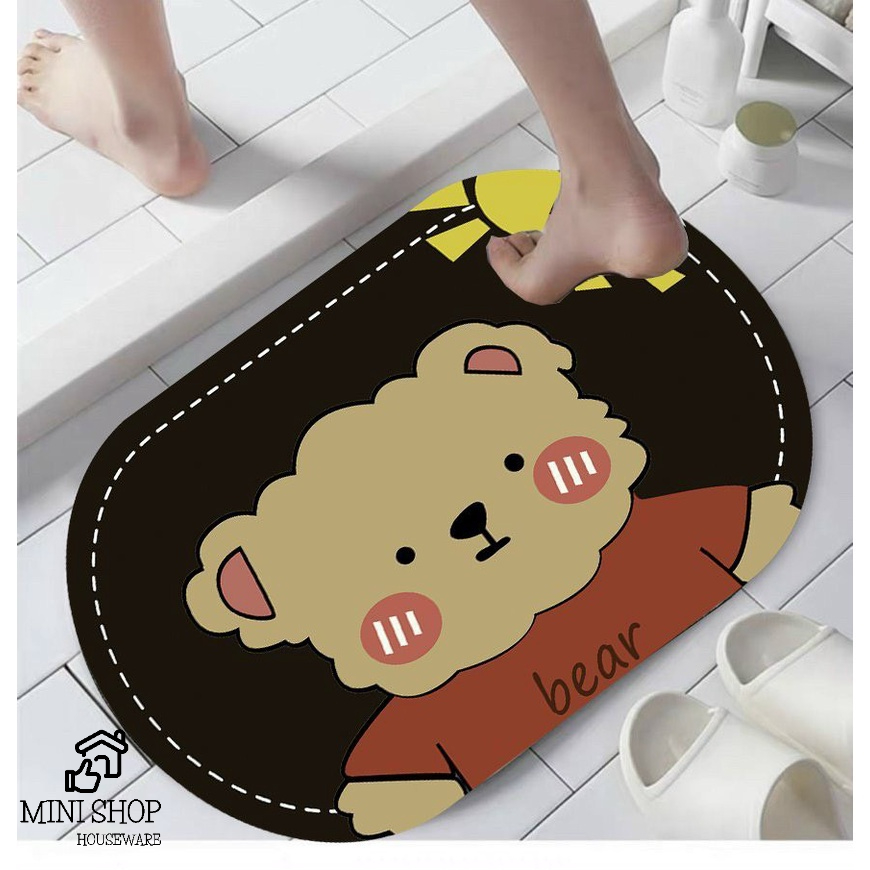 Thảm Lau Chân Hình Oval Thú Cưng 3D Chống Trượt