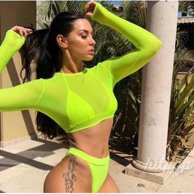 ☛✈ღWomen Long Sleeve T-Shirt Sexy Tops Transparent Bodycon Top | BigBuy360 - bigbuy360.vn