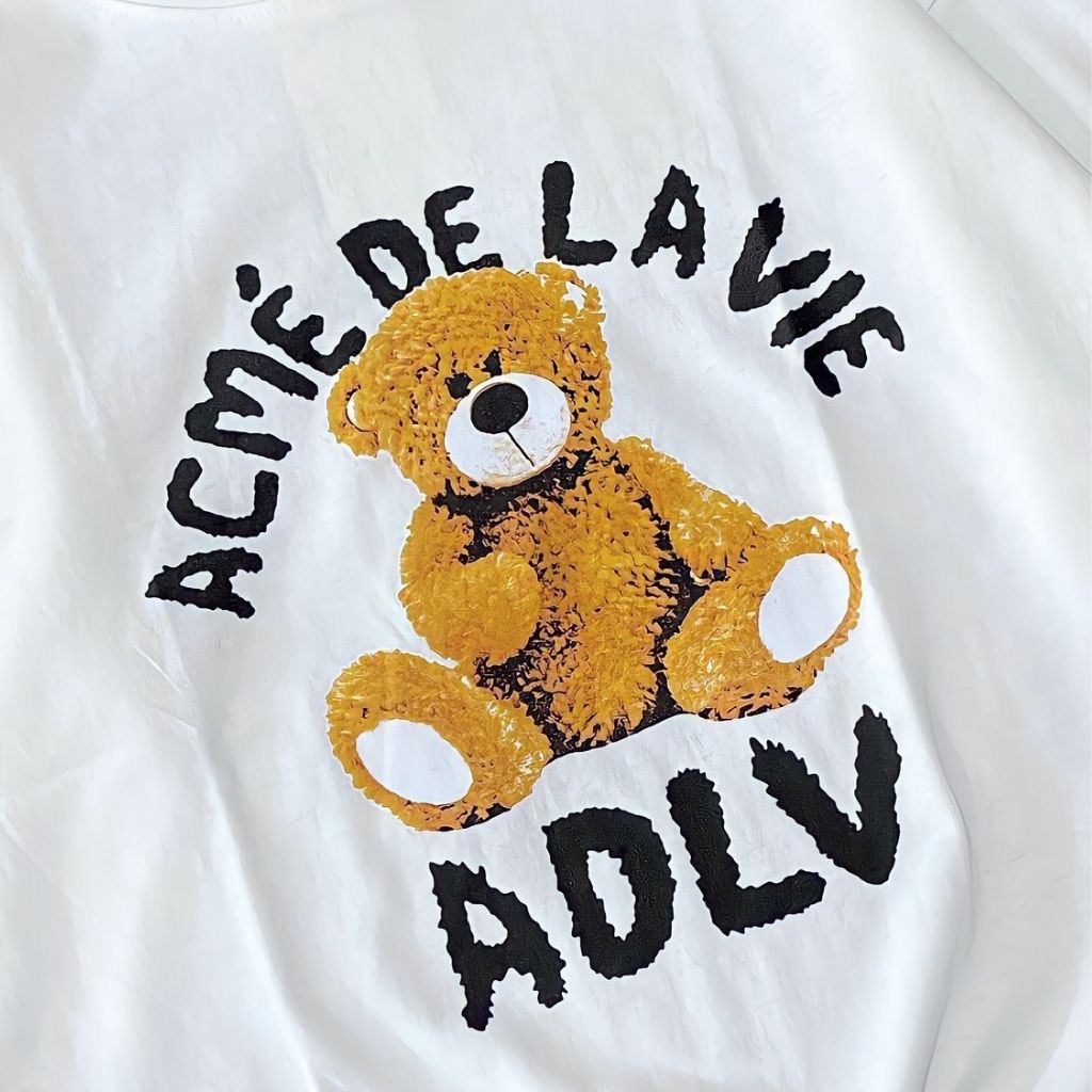 Áo Phông ADLV In Hình Gấu Teddy Bear Gấu Tay lỡ , Áo Thun ADLV Form Rộng Chất Phông Khô Thoáng Mát