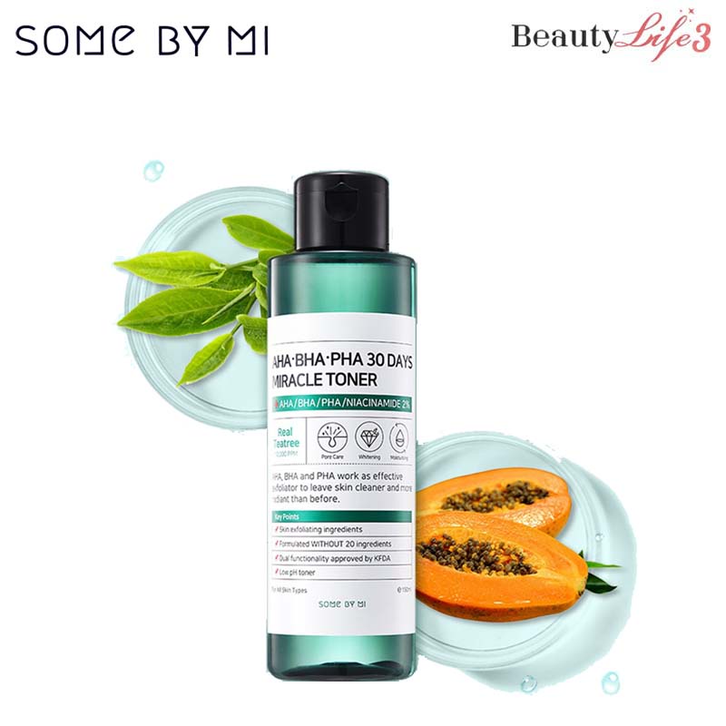 SOMEBYMI 150ml Nước hoa hồng Some By Mi Miracle Toner AHA BHA PHA 30 ngày dưỡng ẩm loại bỏ mụn