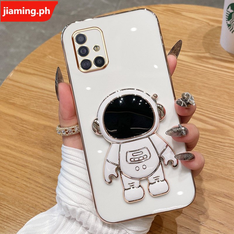 Ốp Điện Thoại Mềm Mạ Điện Hình Phi Hành Gia 3D Có Giá Đỡ Cho Samsung A51 4G 2 Trong 1