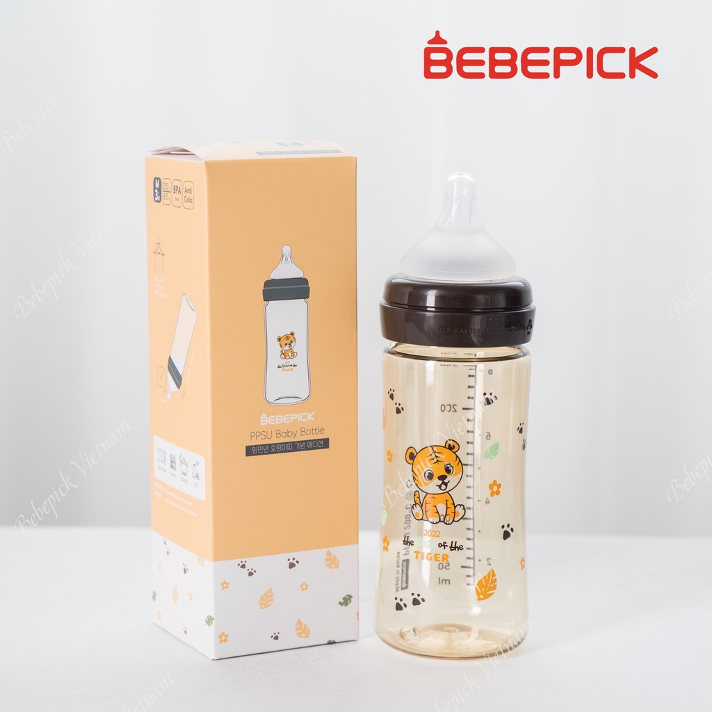 Bình sữa Bebepick họa tiết Chim vàng/Chim Hồng/Hổ 2022 Hàn quốc PPSU 150m/250ml